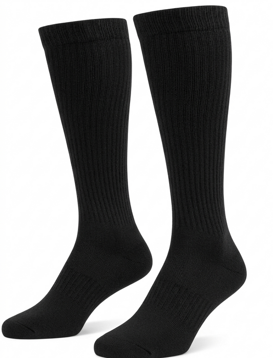 Unisex Sports Knee High Socks – Breathable Athletic Football Socks – Black