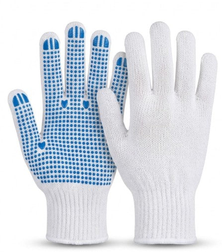 6 Pairs Cotton Grip Safety Work Gloves | Anti-Slip PVC Dot Gloves | Gardening, Warehouse & Construction Gloves