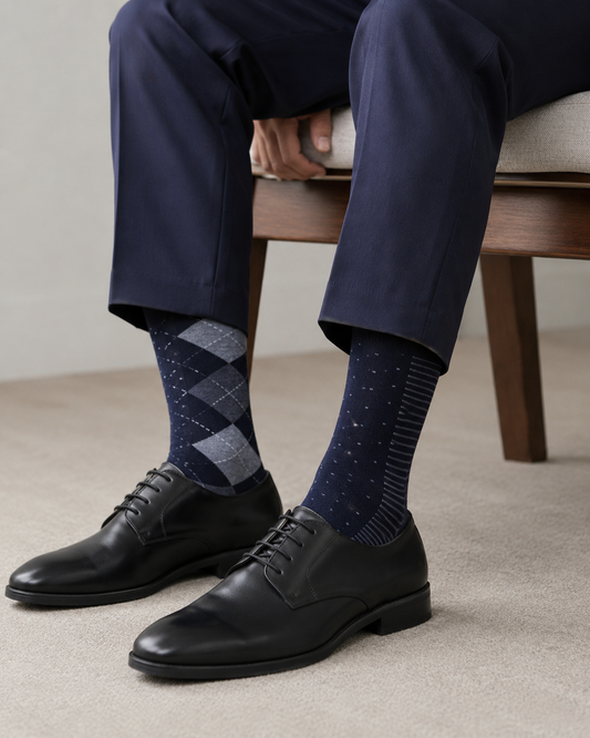 Men's Crew Dress Socks – 4 Pair Combo | Assorted Colors & Patterns | Size 41–47