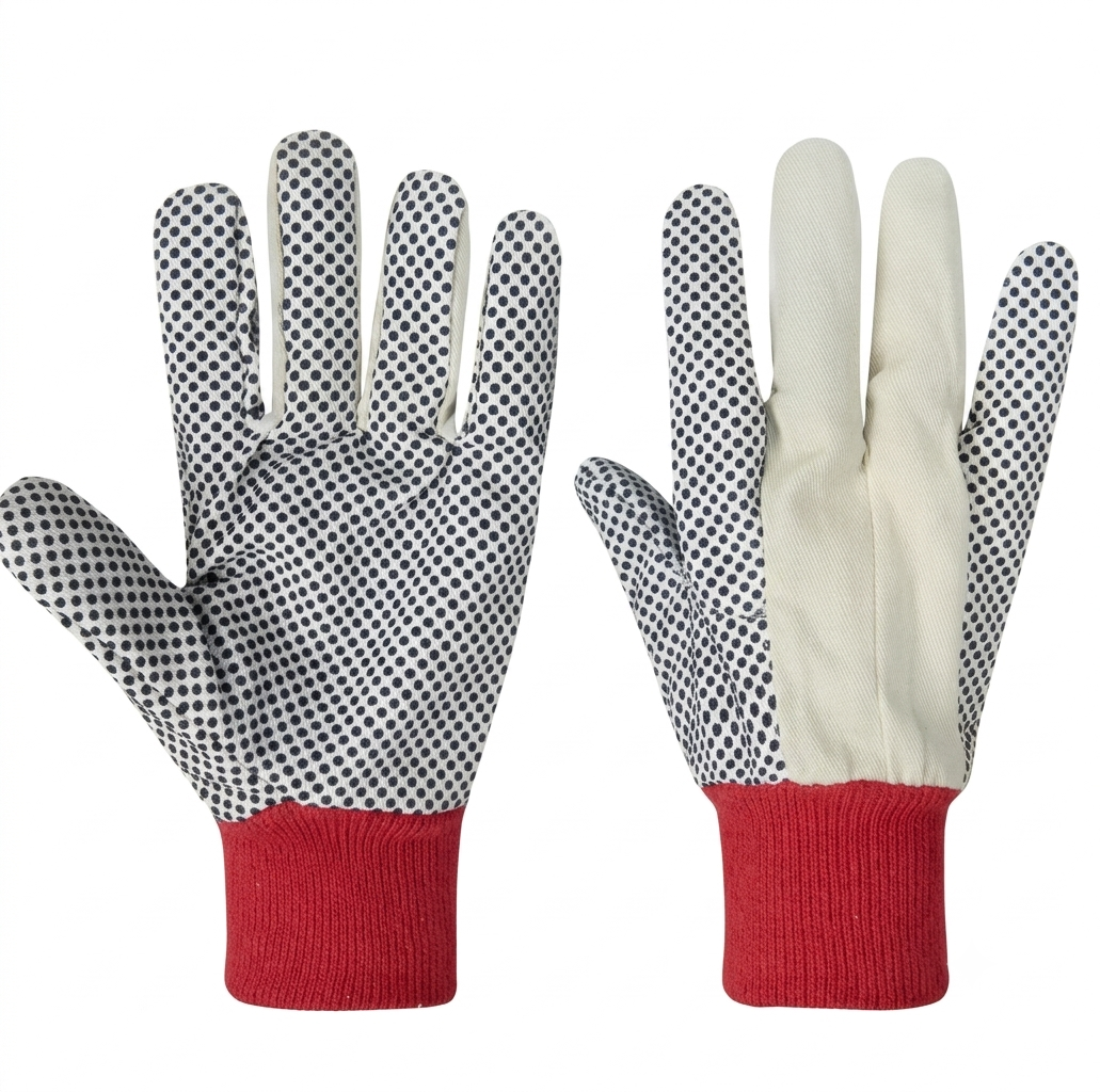 2 Pairs PVC Dot Cotton Working Safety Gloves | Anti-Slip Grip | Heavy Duty Knit Work Gloves